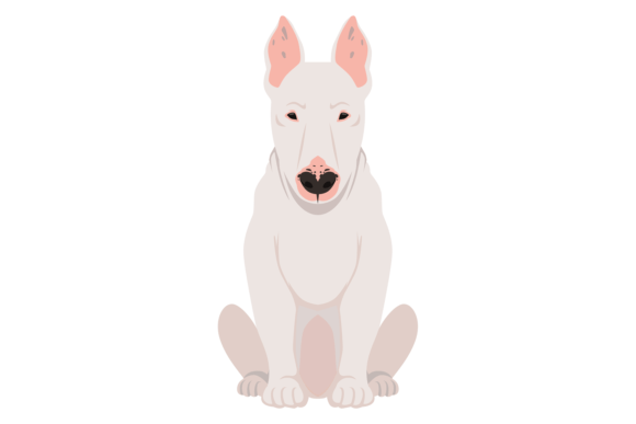 Bull Terrier Breed Icon. Sitting Cartoon