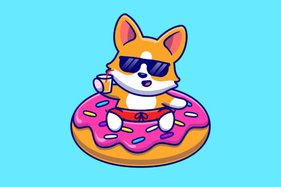 Cute Corgi Dog Floating with Doughnut – A Designer's Review