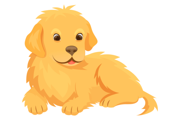 Cute Little Puppy Character. Golden Cart