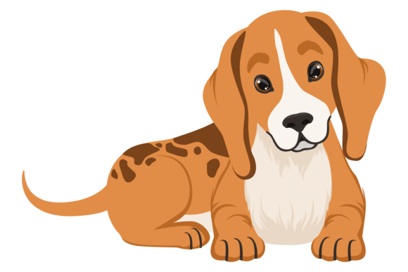Cute Little Puppy Lying. Smart Cartoon D