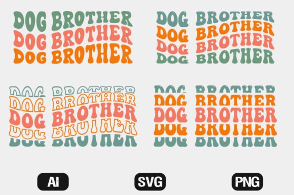 Dog Brother Retro Wavy SVG Bundle T-shir