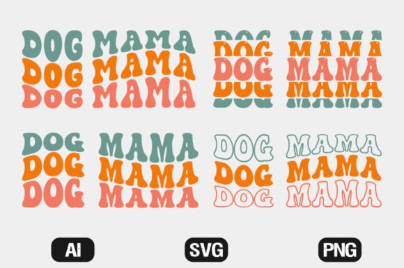 Dog Mama Retro Wavy SVG Bundle T-shirt