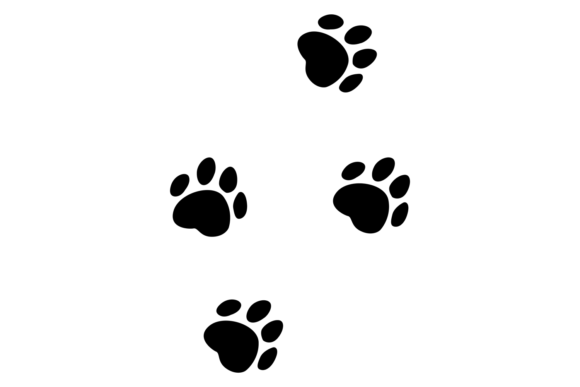 Dog Paw Marks. Black Pet Steps Symbol
