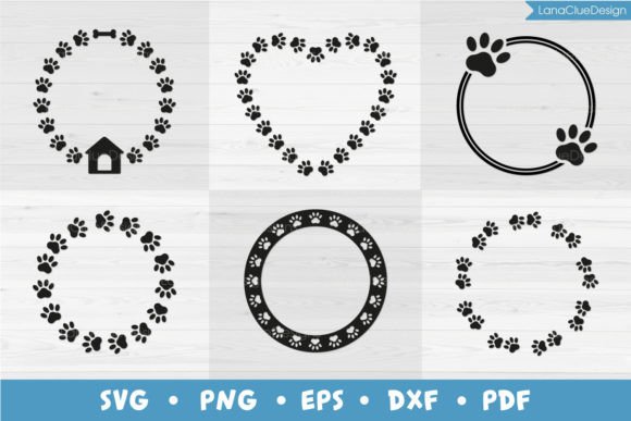 Dog Paw Monogram Frames SVG