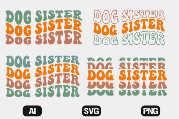 Dog Sister Retro Wavy SVG Bundle T-shirt