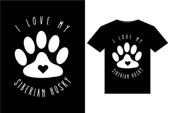 I Love My Siberian Husky T-Shirts Design