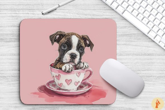 Kawaii Boxer Puppy in Cup