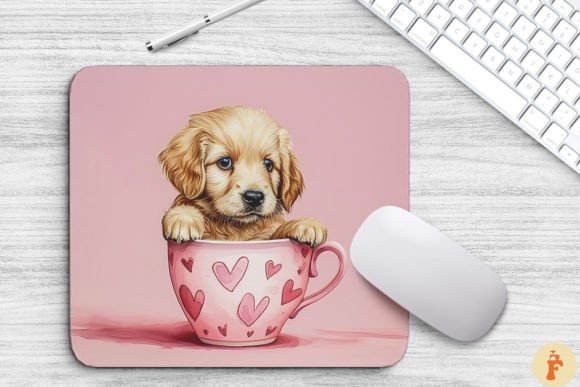 Kawaii Golden Retriever Puppy in Cup