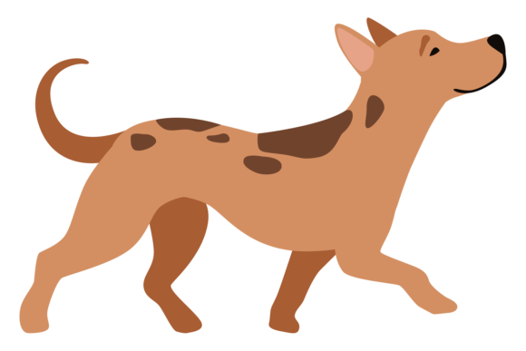 Walking Brown Dog. Friendly Pet. Cartoon