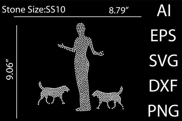 Woman and Dog Rhinestone Templates